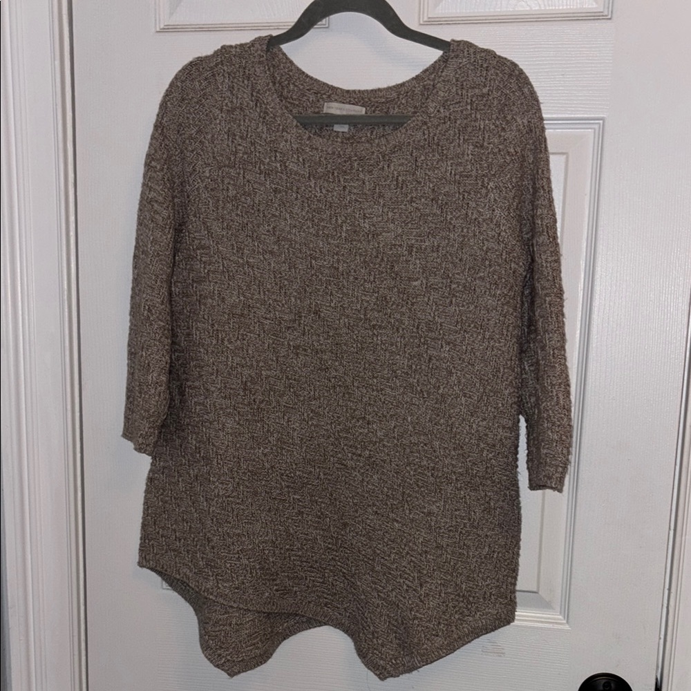 New York & Company Brown Crew Neck Sweater Relaxed Fit